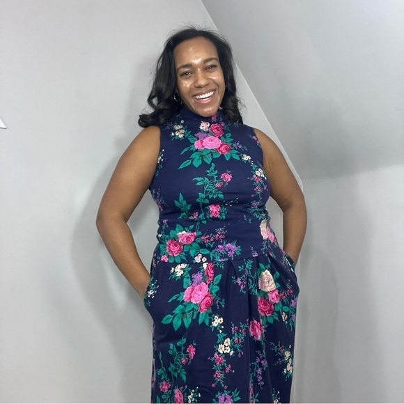 Vintage Floral Co-ord Jos A Bank Romantic Maxi Skirt Set Renaissance Cottagecore - Picture 16 of 16